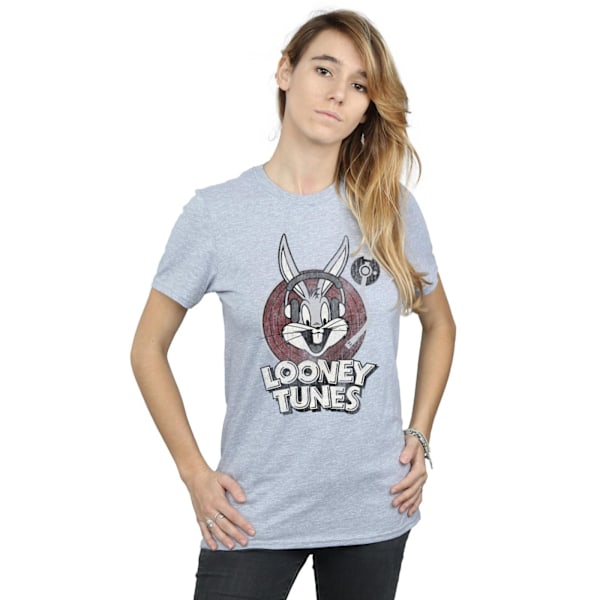 Looney Tunes Dam/Damer Bugs Bunny Cirkel Bomull Logotyp Pojkvän Sports Grey M