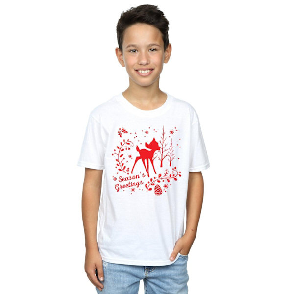 Disney Boys Bambi Julhälsningar T-shirt 7-8 år Vit White 7-8 Years