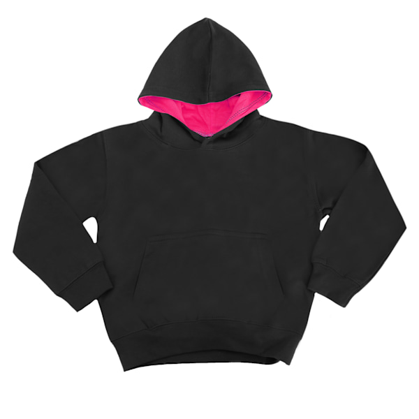 Awdis Kids Varsity Hooded Sweatshirt / Hoodie / Skoltröja 9-11 Jet Black/Hot Pink 9-11