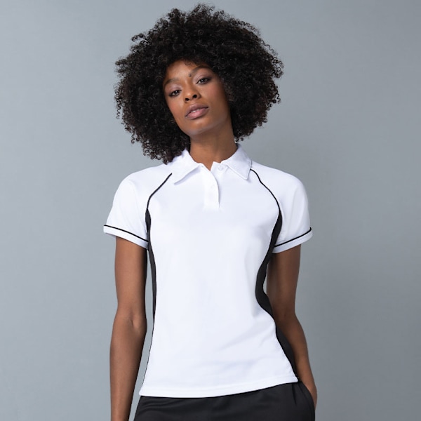 Finden & Hales Dam Coolplus Piped Sports Polo Shirt 2XL Vit White/Black/Black 2XL