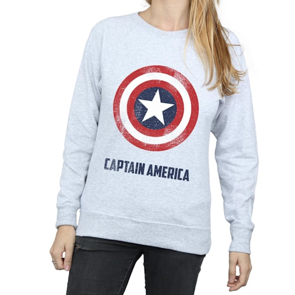 Marvel Dam/Kvinnor Captain America Shield Text Sweatshirt L H Heather Grey L