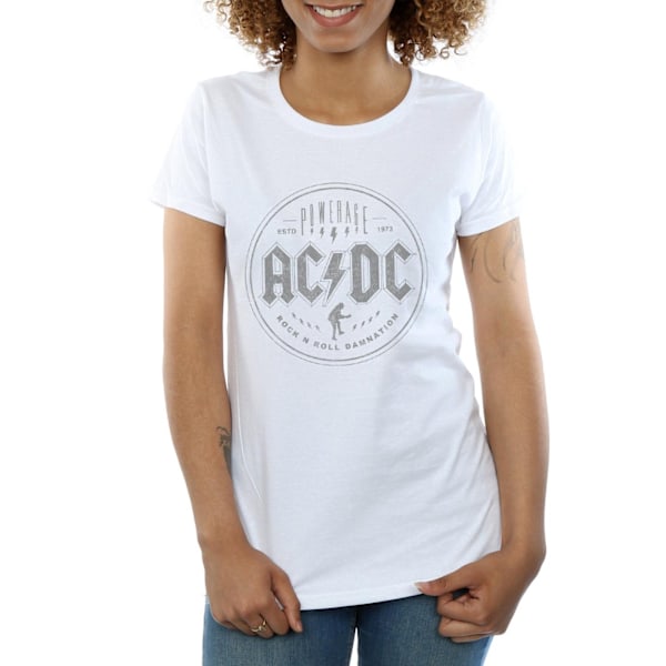 AC/DC Damnation Svart Bomull T-shirt för Dam/Kvinnor White XXL