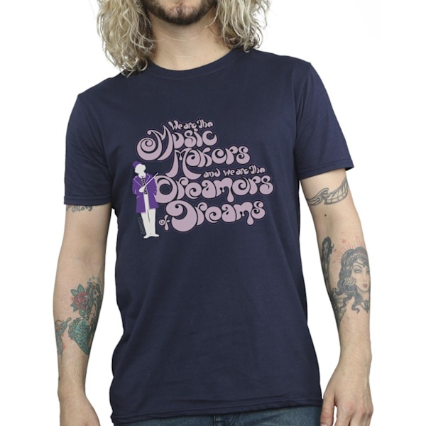 Willy Wonka Dreamers Text T-shirt för män, marinblå, M Navy Blue M