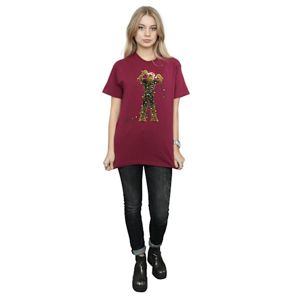 Star Wars Dam/Damer Chewbacca Julbelysning Bomull Pojkvän T-shirt L Bourgogne Burgundy L