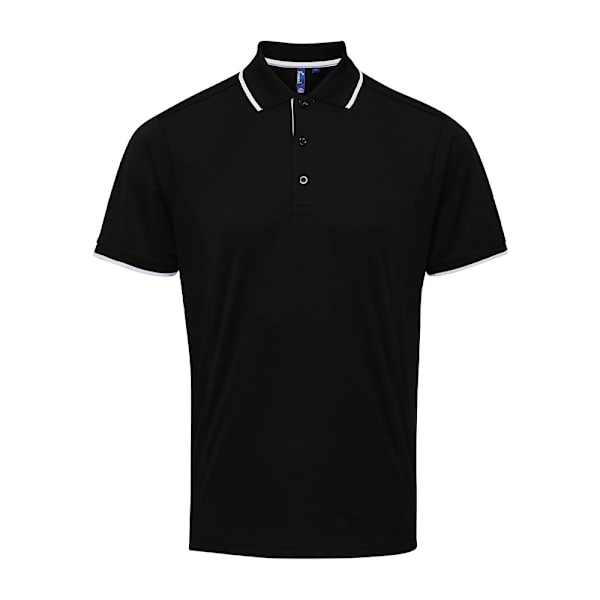 Premier Mens Coolchecker Contrast Pique Polo Shirt S Svart/Vit Black/White S