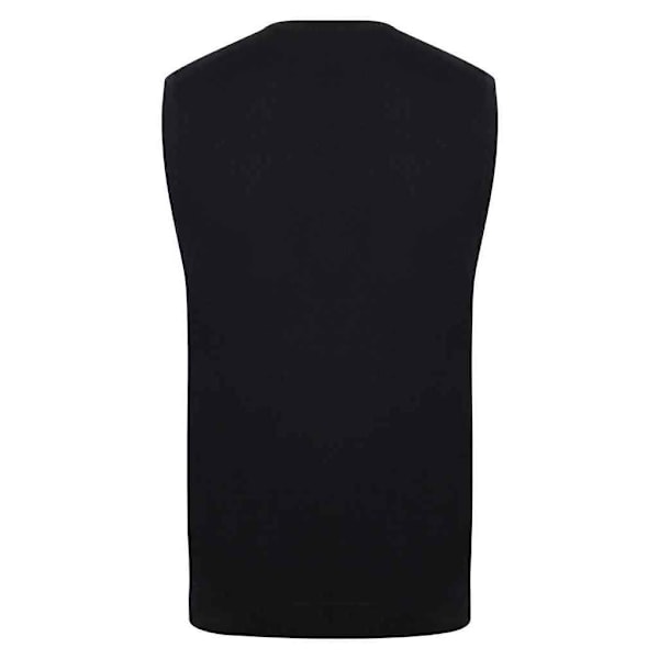 Henbury Herr Bomull Akryl V-ringad Ärmlös Sweatshirt 4XL Svart Black 4XL
