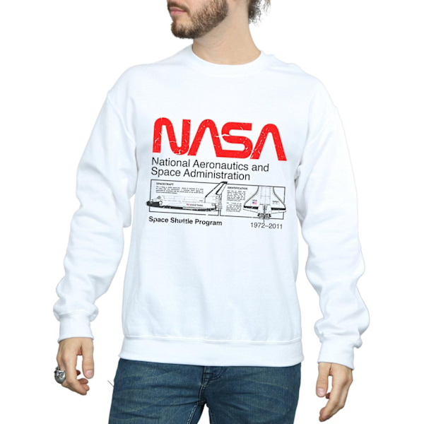 NASA Herr Space Shuttle Sweatshirt S Vit White S