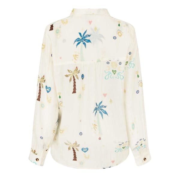 Never Fully Dressed Dam/Dam Palm Print Lyocell Långärmad Cream 10 UK