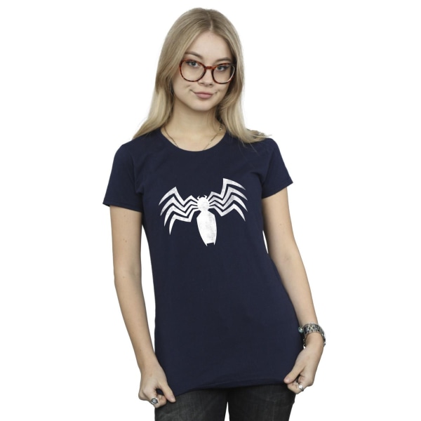 Marvel Dam/Kvinnor Venom Spider Logo Emblem Bomull T-shirt L Navy Blue L