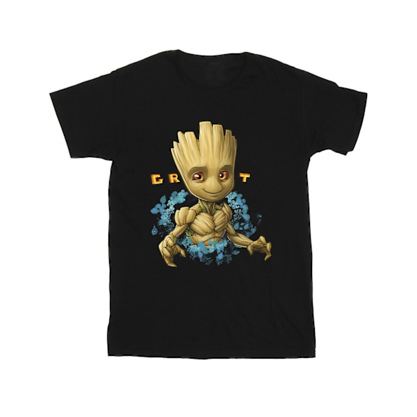 Guardians Of The Galaxy Girls Groot Flowers Bomull T-shirt 7-8 Black 7-8 Years