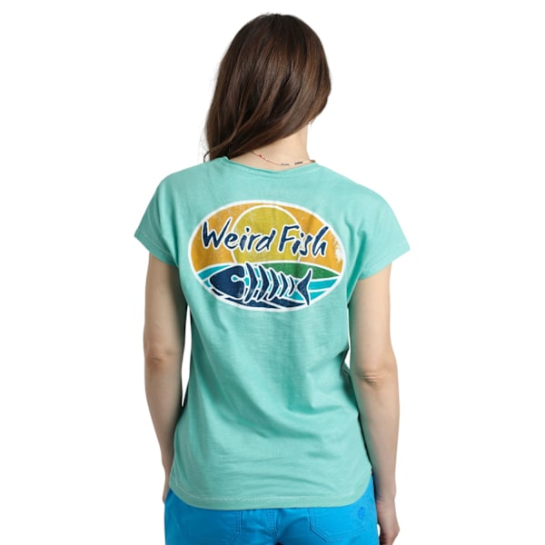Weird Fish Dam/Dam Seashore Grafisk Slub T-shirt 16 UK Aq Aqua Blue 16 UK
