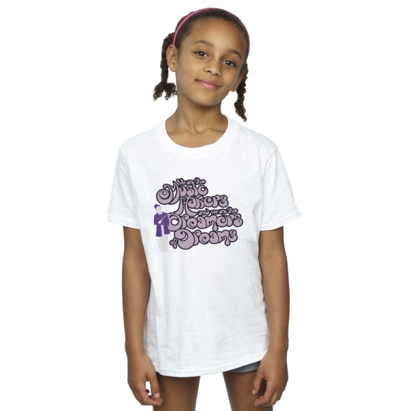 Willy Wonka Girls Dreamers Text Bomull T-shirt 3-4 år Vit White 3-4 Years