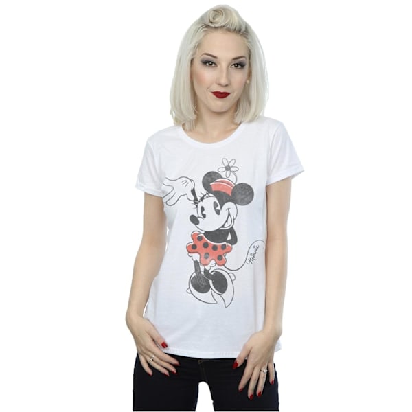 Disney Dam/Kvinnor Minnie Mouse Vinkande Bomull T-shirt S Vit White S