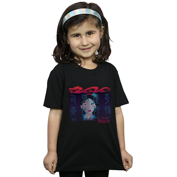 Disney Girls Mulan Geisha Face Bomull T-shirt 9-11 år Svart Black 9-11 Years