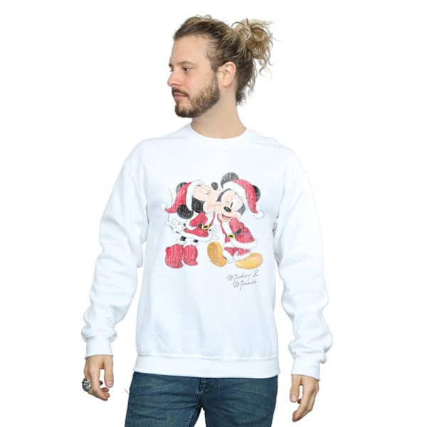 Disney Herr Mickey Och Minnie Julkyss Sweatshirt M Vit White M