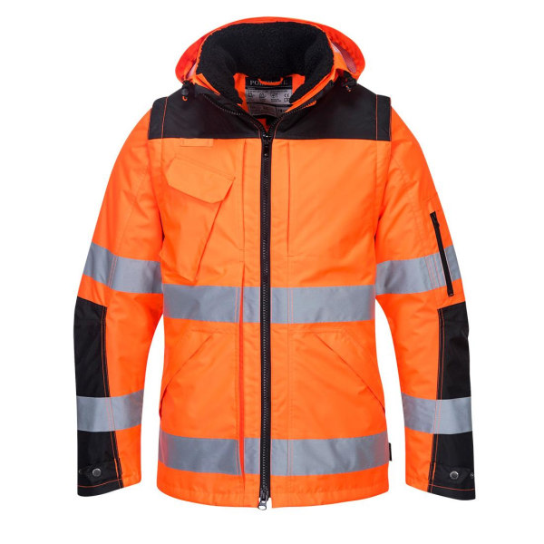 Portwest Mens Hi-Vis 3 In 1 Safety Jacket XL Orange/Svart Orange/Black XL