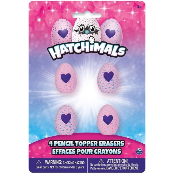 Hatchimals Egg Pencil Top Erasers (Pack med 4) One Size Rosa/Pur Pink/Purple One Size
