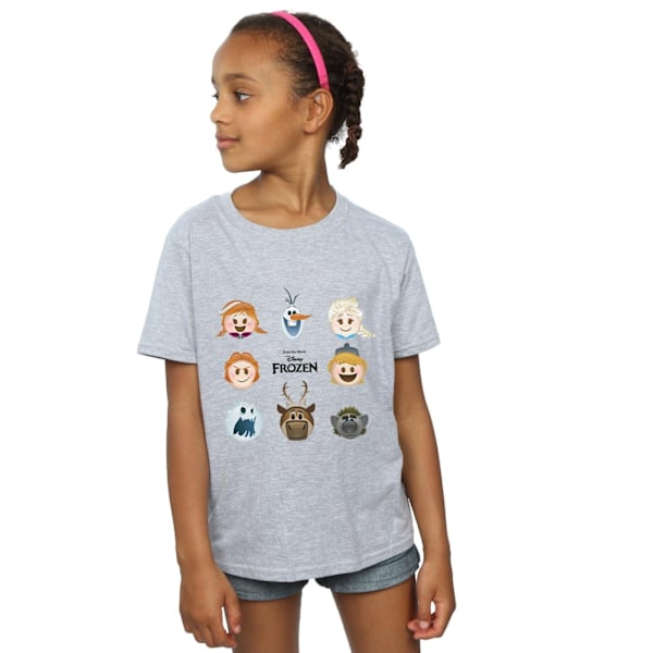 Frozen Girls Heads Bomull T-shirt 5-6 år Sports Grey Sports Grey 5-6 Years