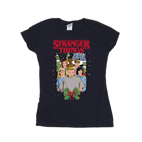 Netflix Dam/Kvinnor Stranger Things Jul Affisch Bomull T-shirt Navy Blue S