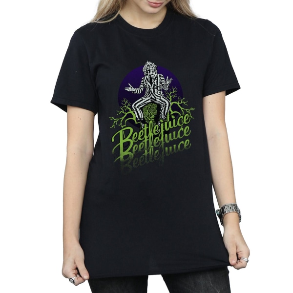 Beetlejuice Dam/Dam Faded Pose Pojkvän T-shirt i bomull L Black L