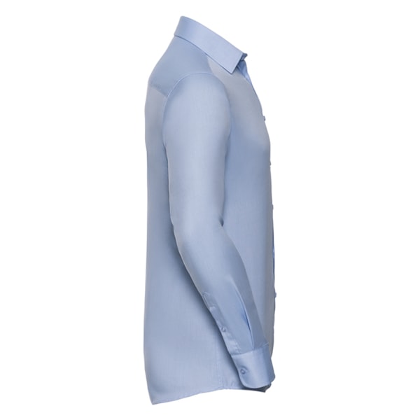 Russell Collection Herrmönstrad långärmad skjorta för män 18 tum ljusblå Light Blue 18in
