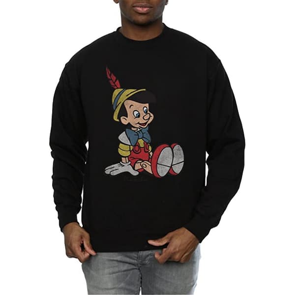Pinocchio Herr Klassisk Bomullströja L Svart Black L