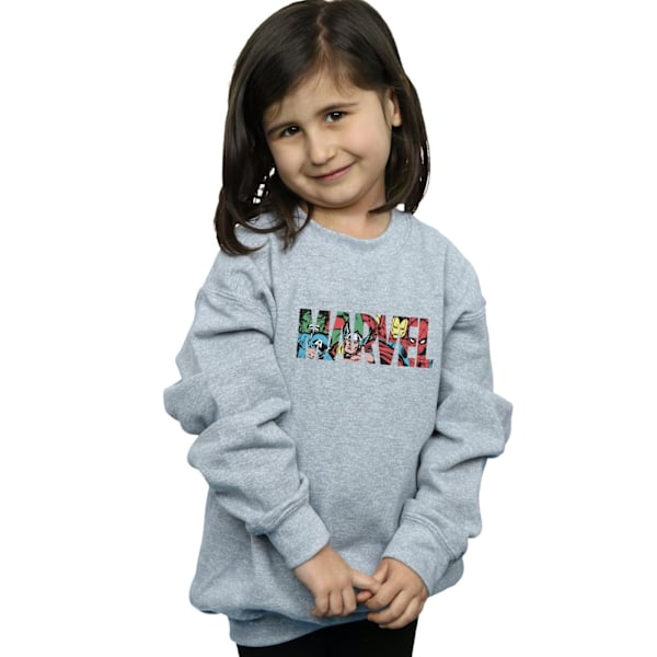 Marvel Comics Girls Logo Character Infill Sweatshirt 7-8 år Sports Grey 7-8 Years