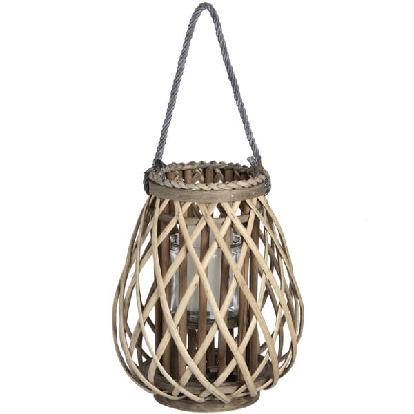 Hill Interiors Wicker Bulbous Lantern One Size Brun Brown One Size