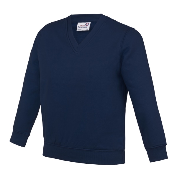 AWDis Academy Barn/Barn Junior V-hals Skoltröja/Sweatshirt Navy 11-12 Years