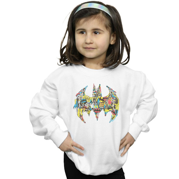 DC Comics Girls Batman Batgirl Logo Collage Sweatshirt 5-6 år White 5-6 Years