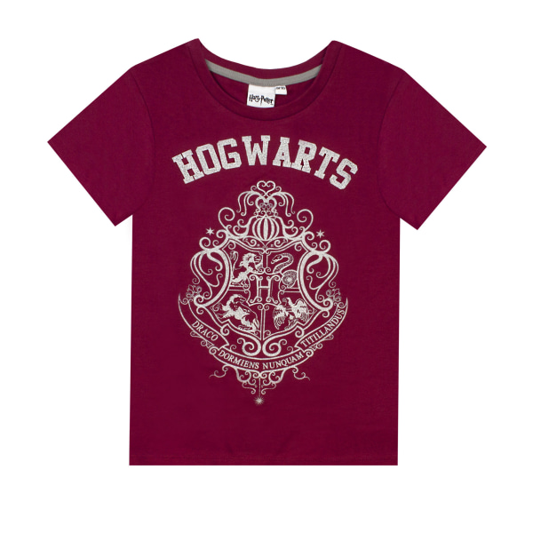 Harry Potter Pyjamas med Hogwarts-vapen och glitter för flickor, 7-8 år Red/Grey 7-8 Years
