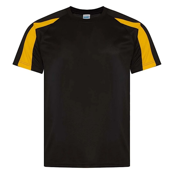 AWDis Cool Herr Kontrast Fukttransporterande T-shirt L Jet Svart/Guld Jet Black/Gold L