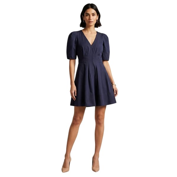 Ted Baker Dam V-ringad Puffärm Miniklänning 14 UK Marinblå Navy 14 UK