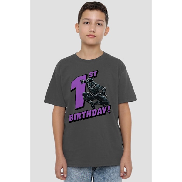 Black Panther Barn/Kids 1-års T-shirt 5-6 år Kol Charcoal 5-6 Years