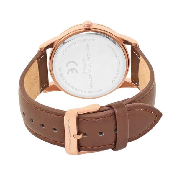 French Connection Herr Läder Analog Klocka En Storlek Vit White One Size
