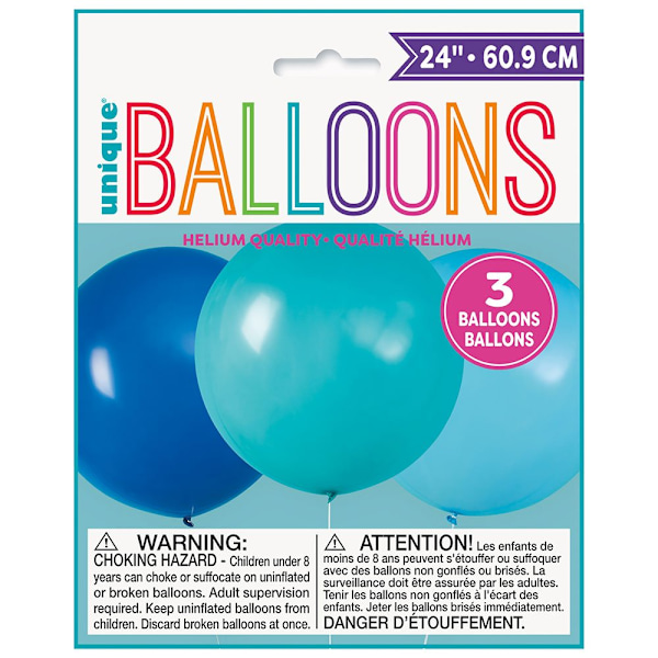 Latex Jätteballonger (3-pack) En Storlek Teal/Blå Teal/Blue One Size