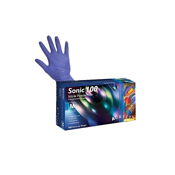Aurelia Sonic Powder Nitril Undersökningshandskar (Förpackning om 1 Cobalt Blue One Size