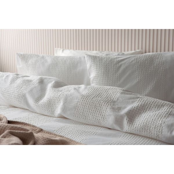 Belledorm Waffle Stripe Påslakanset Enkel Vanilla Vanilla Single