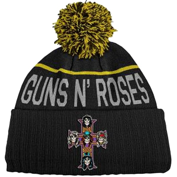 Guns N Roses Unisex Adult Cross Bobble Beanie One Size Black/Ye Black/Yellow One Size