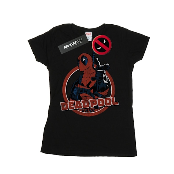 Marvel Dam/Kvinnor Deadpool Gun Finger Bomull T-shirt S Svart Black S