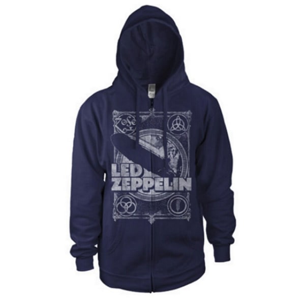 Led Zeppelin Unisex Adult Vintage Full Zip Hoodie S Blue Blue S