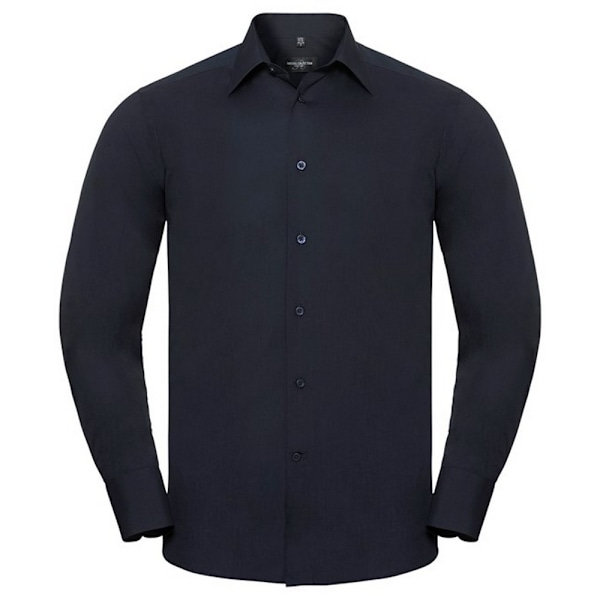 Russell Collection Herr Polycotton Easy-Care Långärmad Forma French Navy 4XL