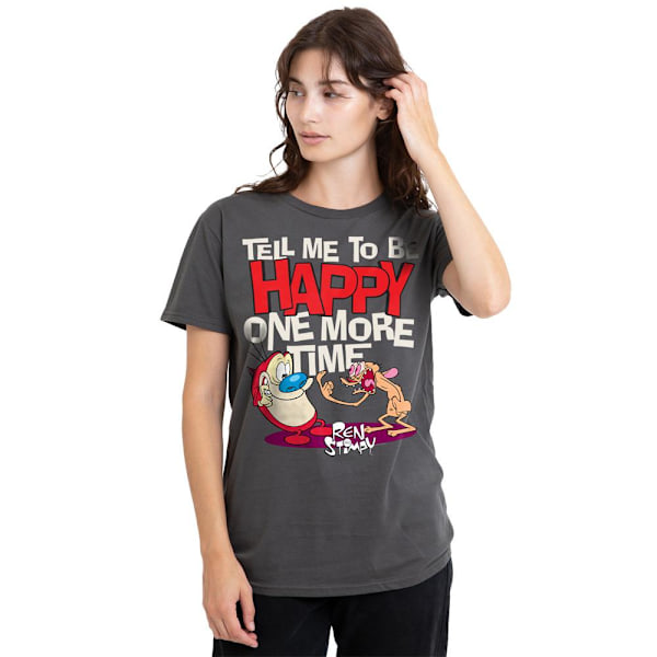 Ren & Stimpy Unisex Vuxen Tell Me To Be Happy T-Shirt XL Charco Charcoal XL