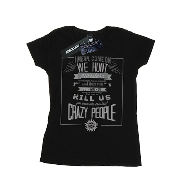 Supernatural Dam/Damer Crazy People Bomull T-shirt XL Svart Black XL