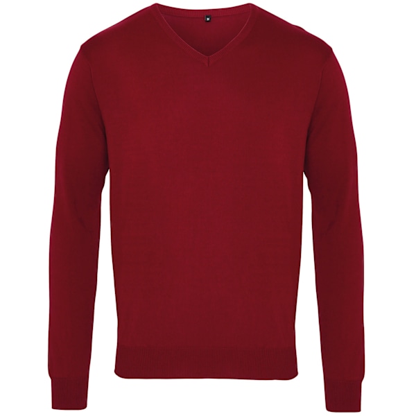Premier Herr V-Hals Stickad Tröja 4XL Burgunder Burgundy 4XL