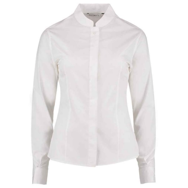 Kustom Kit Dam/Kvinnor Mandarin Krage Långärmad Skjorta 18 White 18 UK