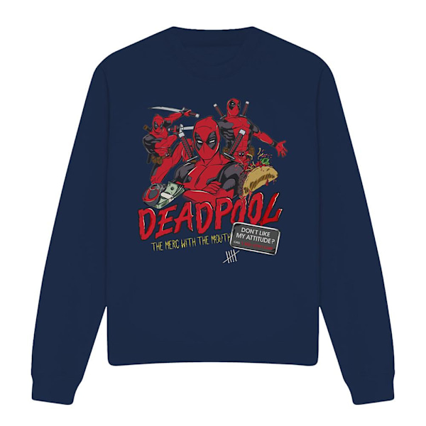 Deadpool Unisex Vuxen Attityd Sweatshirt M Marinblå Navy M