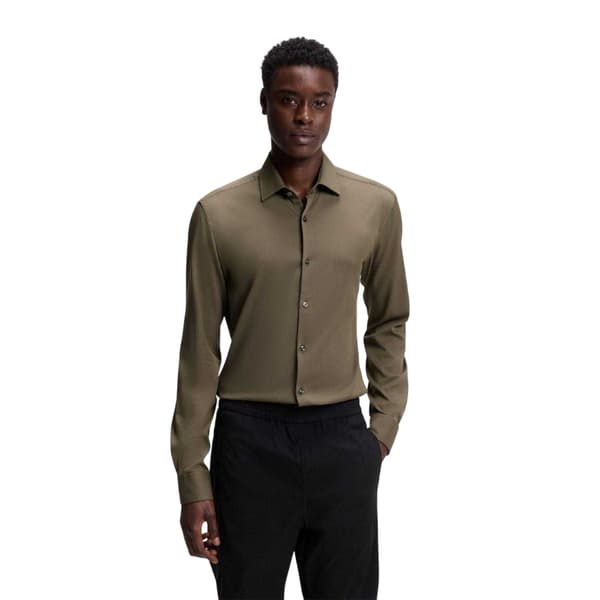 Hugo Boss Herr Solid Slim Långärmad Skjorta 15.5 i Grå Grey 15.5 in