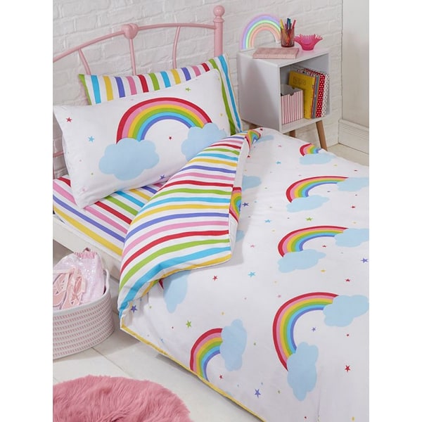 Bedding & Beyond Barn/Barn Rainbow Påslakan Set Enkelsäng White/Blue Single