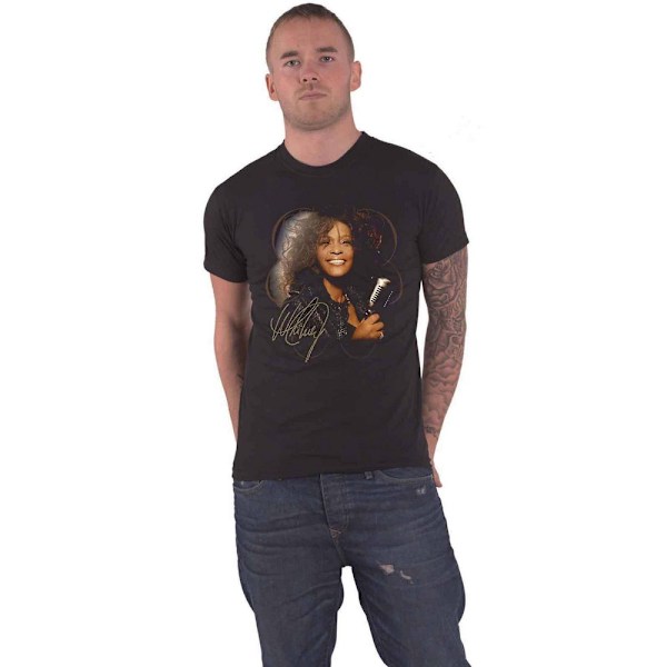 Whitney Houston Unisex Vuxen Vintage Foto Bomull T-Shirt S Bla Black S